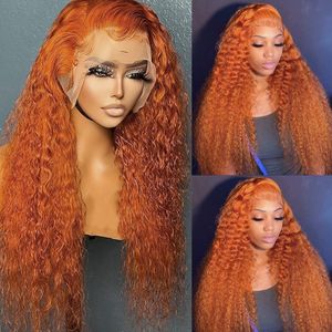 Parrucche in pizzo Ginger Orange 13x4 13x6 Parrucca frontale trasparente a onda profonda Hd Evidenziare Capelli umani ricci colorati davanti ad acqua per le donne 230609