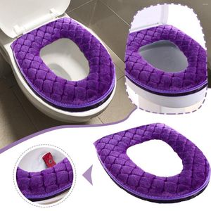 Capas para assento sanitário quente com zíper para banheiro tapete almofada inverno macio Closettool capa H tapete leve conjunto de tapetes longos coral