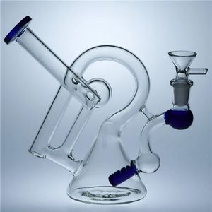 Harp Beaker Bongs Recycler Dab Rig Glass Water Bong Rökning Hosah 14mm Joint Bowl Glass Bongs