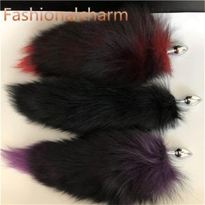 40 cm 16 Real Fur Fox Tail Plug Anal-Butt Adulto Doce Jogos Chaveiro Brinquedos Cosplay3373