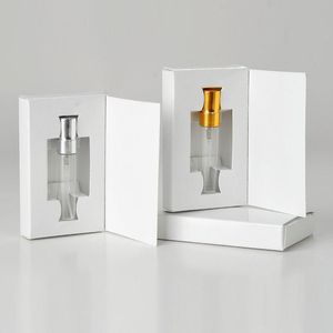 50 peças/lote 5 ml caixas de papel personalizáveis e frasco de perfume de vidro com atomizador vazio parfum embalagem logotipo personalizado para presente oqujk