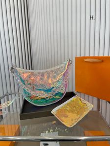 2023 Borse da donna Borsa a tracolla trasparente Designer Borse a tracolla a spalla trasparenti di lusso parzialmente nascoste e parzialmente visibili Summer Beach Borsa a forma di cuscino in gelatina a forma di luna