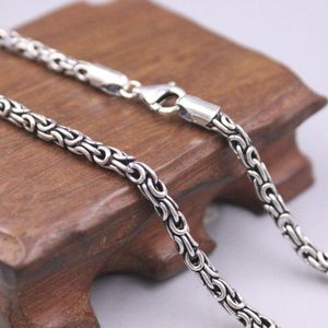 Chains Real 925 Sterling Silver 4mm Unique Link Chain Men's Necklace 21.6inch