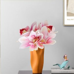 Decorative Flowers Beautiful Artificial Flower Not Wither Long Lasting Six Branch Butterfly Orchid Bouquet Garden Decor