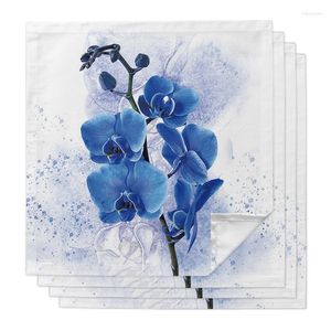 Table Napkin 2Pcs Watercolor Blue Flower Reusable Cloth Wedding Decoration Polyester Towels For Party Birthday Decor