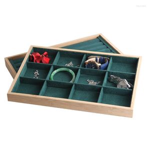 Jewelry Pouches Arrival Bamboo Wood Plate Earrings Ring Watch Jade Display Pallet Organizer Box