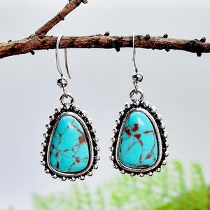 Dangle Earrings 2023 Bohemia Selling Antique Silver Plated Turquoise Women's Creative Water Drop Shaped Retro Party Gifts