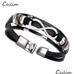 Chain Fashion Handmade Leather Bracelet 8 Bracelets For Women Mti Layer Wrap Armband Jewelry Drop Delivery Dhao5