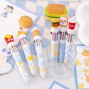 12/60 Pcs Creativo 10 colori Fast Food Patatine fritte Hamburg Penne a sfera Graffiti Penna scritta a mano Regali di Natale Premi