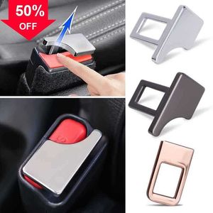 Ny 1/2st Dold Car Seat Safety Belt Buckle Clip Metal Insert Card Auto Interiörstol Buckles Alert Silencer Seatbelt Accessories