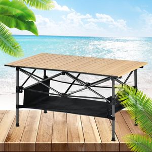 Móveis de acampamento Mesa dobrável para churrasco Portátil Altura ajustável Piquenique Leve Mesa para caminhadas Madeira ao ar livre