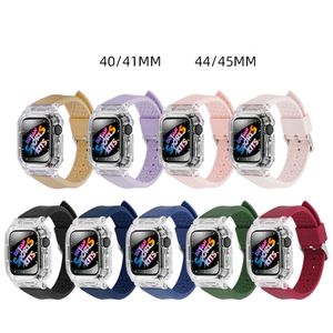 Transparent Case fit Strap Band Liquid Silicone Integrated Fashion Clear Cover Bracelet Straps Bands Watchband for Apple Watch Series 4 5 6 7 8 iWatch 44/45mm 40/41mm