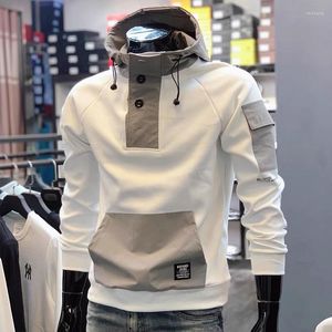 Erkek Hoodies Bahar Sonbahar Moda Patchwork Koreli Y2K Sweatshirt Adam Basit rahat erkek kapüşonlu üst hip hop trend sokak giysileri