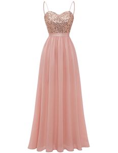 Long Sweety Formal Evening Dresses Spaghetti Sequined Sweetheart A-Line Chiffon Plus Size Prom Party Gowns 16