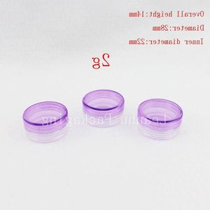 2g purple empty cream cosmetic bottles with screw cap, sample lip balm jar small display PS container 2g plastic cream jars Fdhgd