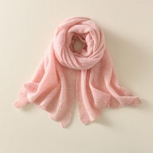 Scarves 2023 FRSEUCAG Brand Women's Pure Cashmere Scarf Shawl Hollow Out Knitted Thin Fashion Long