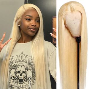 Blonde Straight HD Lace Frontal Wigs Human Hair 180% Brazilian 613 Colored Straight Lace Closure Wigs For Women