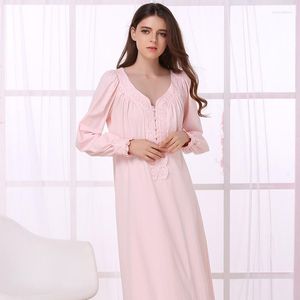 Roupa de Dormir Feminina Vitoriana Vestido de Noite Longo Feminino Outono Inverno Bordado Camisola de Algodão Peignoir Lady Camisolas Vintage Roupa de Dormir