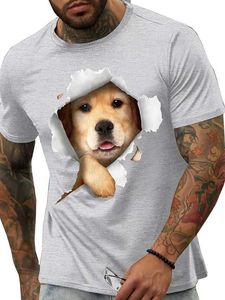 Camiseta masculina Tee Cool Animal Dog Estampas gráficas Gola redonda Hot Stamping Street Vacation Mangas curtas Estampa de roupas Designer de vestuário Básico Moderno Contemporâneo