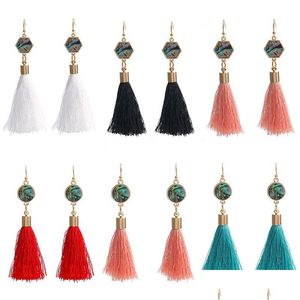 Dangle Chandelier New Bohemia Ethnic Style Long Tassel Earrings For Women Fashion Natural Abalone Shell Pendant Earring Jewelry 5 Dhiyu