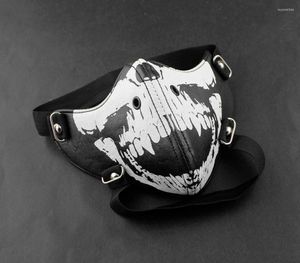 Boinas Caveira Dentes Steampunk Motociclista Máscara Mascarada Couro Preto Fantasia Masculina Gótica