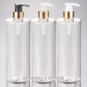 500ml 12 pçs/lote garrafa PET transparente com bomba de alumínio dourada, loção vazia/lavar as mãos/Shampoo/hidratante/água facial Oqvmg