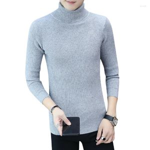 Men's Sweaters Winter Spring Men's Sweater Casual Long Sleeves Warm Turtleneck Fashion Solid Knitted Male Double Collar Slim Pullover