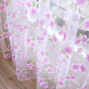 Curtain Flowers Tulle For Kitchen Living Room Bedroom Floral Sheer Curtains Home Decoration Window Treatments Voile Panel Drapes Tul