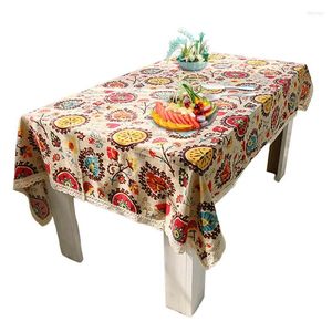 テーブルクロスボヘミアンテーブルクロステーブルトップ装飾長方形の花柄のカバーカントリーサイドスタイルキッチンダイニングファームハウス