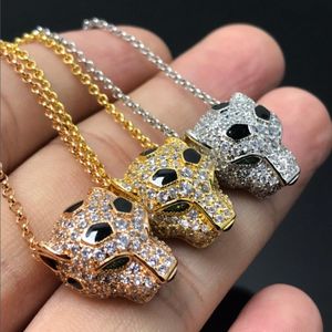 Designerälskare män kvinnor halsband smycken guldpar s925 diamant leopard huvud hänge halsband smycken gåvor