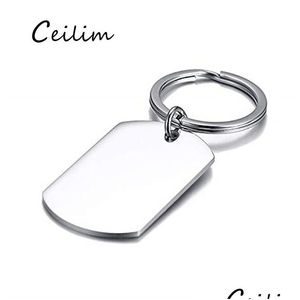 Charms Customizable Stainless Steel Dog Tag Pendant 50Mm X 28Mm Polished Finish Diy Jewelry Making For Necklace Or Keychain. Drop De Dhuqh