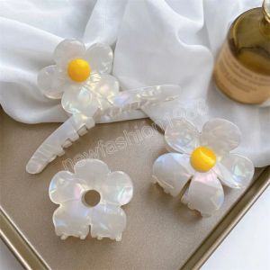 Acetate Claws For Women Fashion Temperament White Flower Clip Clamps Femme Accessories