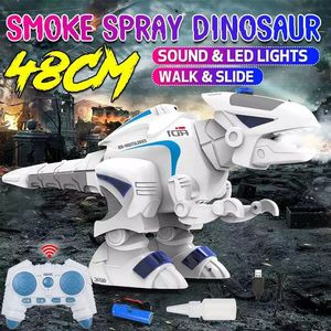Big 2.4G RC Dinosaur High Simulation Remote Control Robot Animal RC Toy Spray Fire Walking Dancing Canting Sound Light Gift