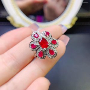 Cluster Rings Sterling Silver 925 Wedding Ring Ruby Gem Women's Luxury Free Mailing Smycken Original Butik