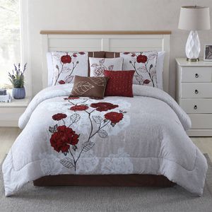Sängkläder sätter grundpelare 7 stycken Teal Roses Comforter Set Full Queen med broderad applikationsdetaljer 230609