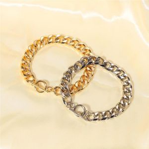 Link Bracelets Punk Hip Hop Style 8.66MM Thick Cuban Chain For Women OT Stick Buckle Hand Chunky Jewelry