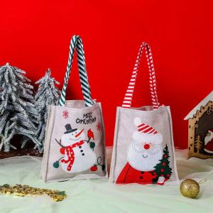 ديكورات عيد الميلاد قطعة اليد حقيبة يد سانتا كلوز الأطفال أكياس الحلوى لحفلة مهرجان المنزل jn10