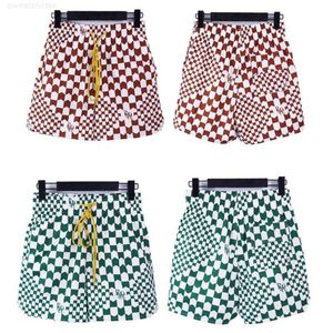 Shorts Masculino Shorts RHUDE Masculino Oversized Checker Printing Casual Shorts Feminino de Praia
