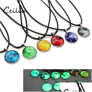 Pendant Necklaces Arrivals Glow In The Dark Neba Leather Necklace Galaxy Astronomy Space Universe Milky Way Jewellery Fit Lover Drop Dhtqq