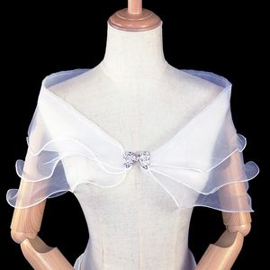 신부 목도 웨딩 드레스 청험 망토 3 층 시어 스커 롤 가장자리 나비 매듭 웨딩 드레스 작은 숄