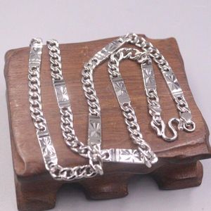 Kedjor Real 925 Sterling Silver 5mm Lång platta med trottoarkant Chian Necklace M-CLASP