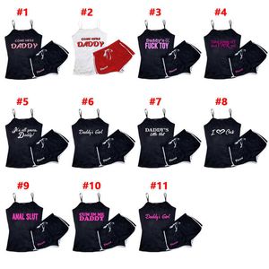 2023 Women Summer Outfits Letter Printed Tracksuits Sexy Suspender Shorts Set Two Piece Yoga Sport Suit Home Wear Casual Clothing