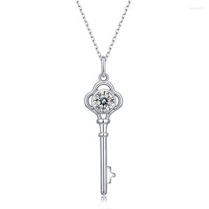 Kedjor Moissanite Key Pendant Necklace 925 Sterling Silver 1.0ct Long Chian for Women Brides Wedding Jewelry