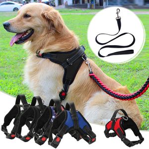 Coleiras para cães Trelas refletivas Ajustável Durável Tração Corda para Grande Resistente à Mordida Pet Big Pechera Para Perro Z0609