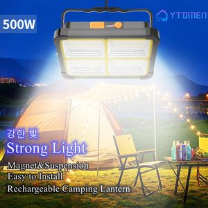 Trädgårdsdekorationer 1000W USB -laddningsbar LED Solar Flood Light 10000mAh med magnet Strong Portable Camping Tent Lamp Work Repair Lighting 230609