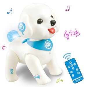 Brinquedo de cachorro controle remoto rc cão robô de pelúcia presente para crianças brinquedo elétrico passeio brinquedo de cachorro programável para menino menina