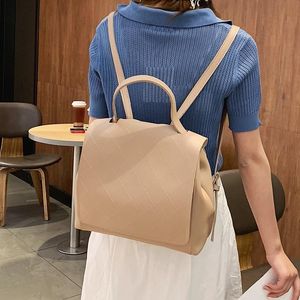 Outdoor Bags 2023 Fashion Pu Leather Embroidered Thread Rhombic Backpack Ladies Bag Casual