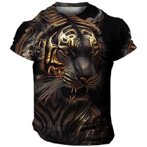 Herr t-shirt tee grafisk djur tiger besättning nackkläder kläder 3d tryck utomhus daglig kort ärm tryck modedesigner vintage