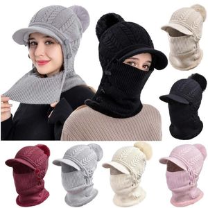 Beanies Beanie/Kafatası Kapakları Kış Rüzgar Yalıtısı Şapka Kadın Eşarp Sıcak Nefes Alabilir Yün Kadınlar için Açık Mekan Bisiklet Koruması Oliv22