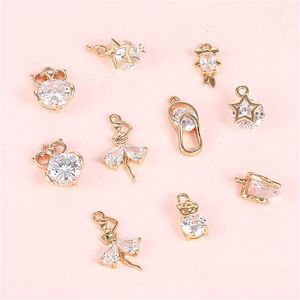 Other Fashion Zircon Pendant Star Dancing Girl Owl Flip Flops Flowers Goldfish Charms For Jewelry Diy Accessory Necklace Drop Delive Dh4Ip